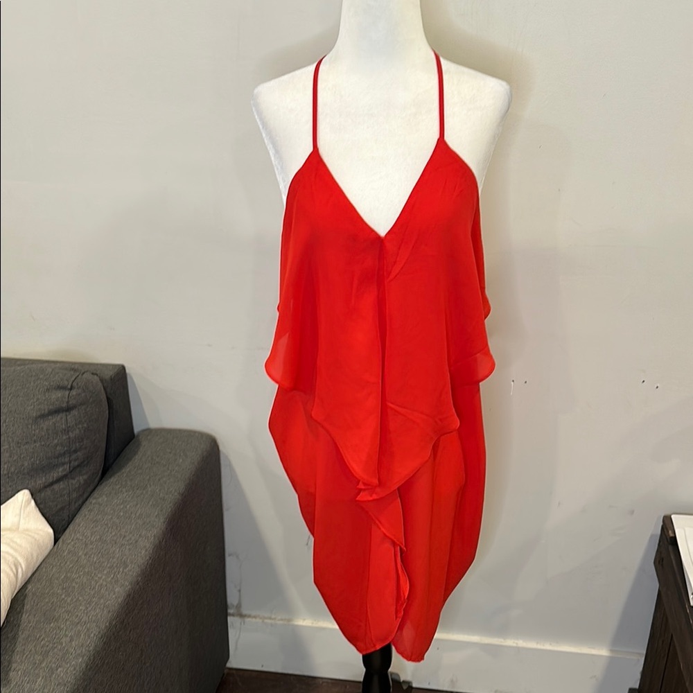 Red Halter Style Neck Dress